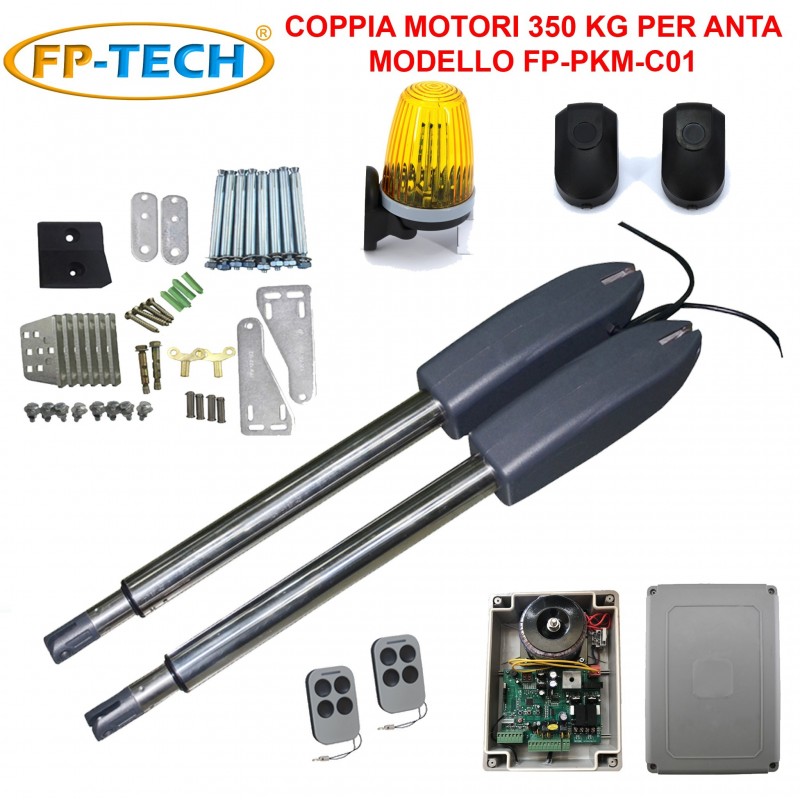 KIT AUTOMAZIONE CANCELLO BATTENTE 2 ANTE MOTORE APRICANCELLO ELETTRICO 24 V 220V (350 Kg Per Anta 60 W 24 V)