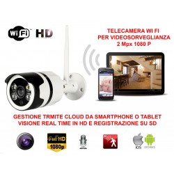 TELECAMERA VIDEOSORVEGLIANZA IP HD 1080P WIRELESS ESTERNO CLOUD WI-FI LED IR WIFI