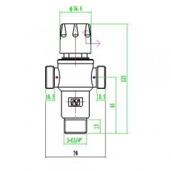MISCELATORE TERMOSTATICO 3/4" PER IMPIANTO SOLARE TERMICO O CALDAIA ACQUA CALDA