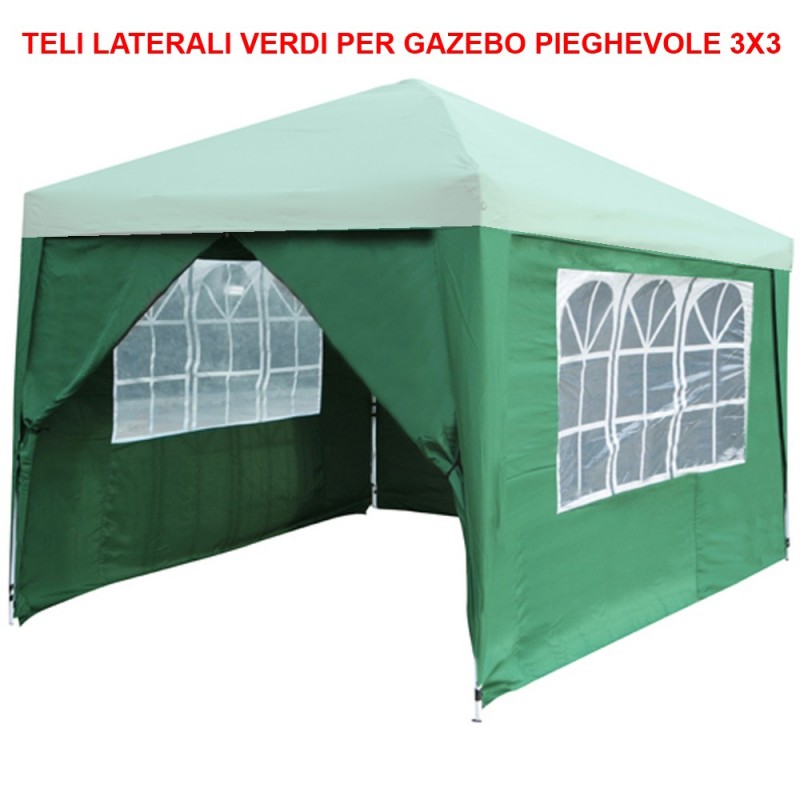 4 TELI LATERALI CHIUSURA DI RICAMBIO PER GAZEBO PIEGHEVOLE DA GIARDINO 3X3  FIERA MERCATINI