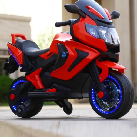 BAKAJI Moto Motocicletta Elettrica per Bambini Liberty 12V con Mp3 Fari Anteriori e Posteriori Funzionanti a LED Batteria Ricaricabile Accellerazione a Pedale 100 x 30 x 80 cm Rosso 