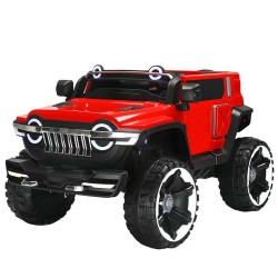 AUTO ELETTRICA PER BAMBINI MACCHINA JEEP 2 POSTI 4WD 12V CON TELECOMANDO USB MP3 ROSSO