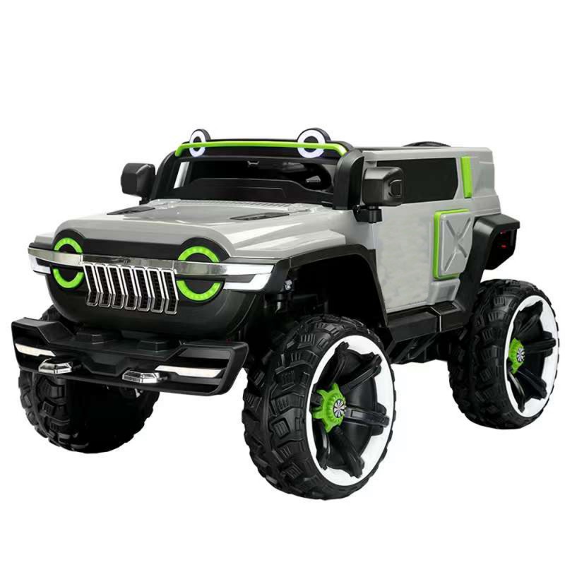 AUTO ELETTRICA PER BAMBINI MACCHINA JEEP 2 POSTI 4WD 12V CON TELECOMANDO  USB MP3 GRIGIA