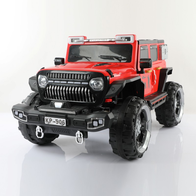 AUTO ELETTRICA PER BAMBINI MACCHINA SUV JEEP 2 POSTI 4WD 12V CON TELECOMANDO USB MP3 ROSSA