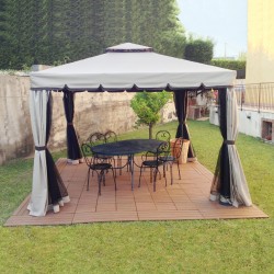 HOTEEL Gazebo 3x3 Robusto Gazebo da Giardino Esterno Gazebo con Zanzariera  Pop Up Gazebo Pieghevole Installazione con Un Pulsante In Alto, Contiene 4