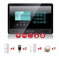 ANTIFURTO NERO  ALLARME TOUCH SCREEN CASA KIT COMBINATORE GSM WIRELESS SENZA FILI APP - L