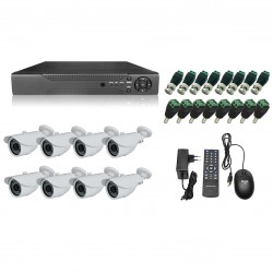KIT VIDEOSORVEGLIANZA AHD CON SISTEMA CLOUD VISIONE DA REMOTO E 8 TELECAMERE HD BULLET