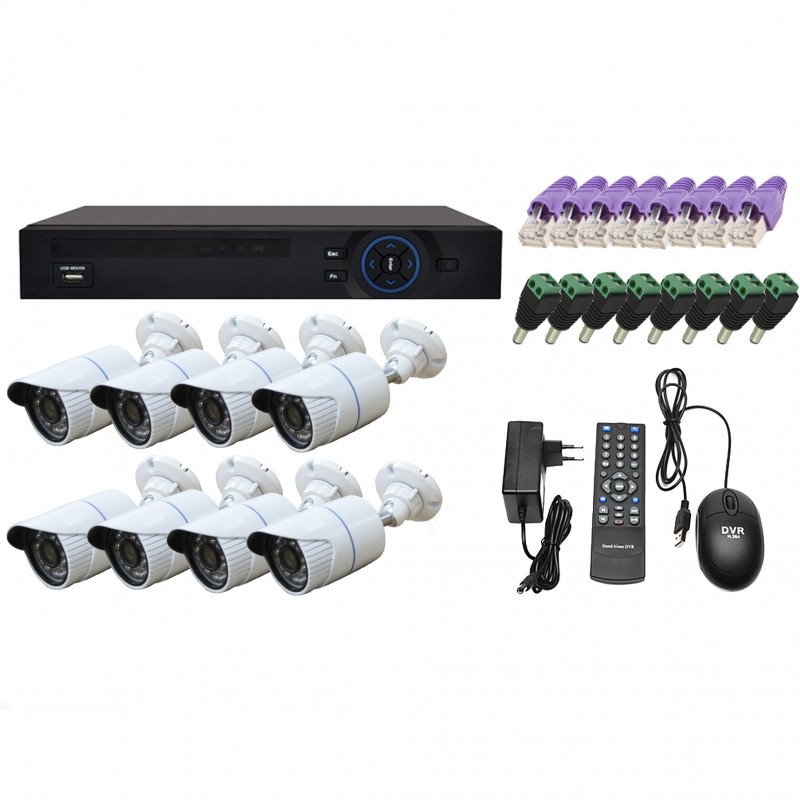 KIT VIDEOSORVEGLIANZA DI RETE NVR CON SISTEMA CLOUD VISIONE DA REMOTO E 8 TELECAMERE IP HD