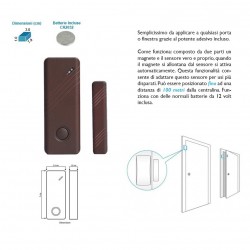 SENSORE MAGNETICO MARRONE PORTE E FINESTRE WIRELESS ALLARME