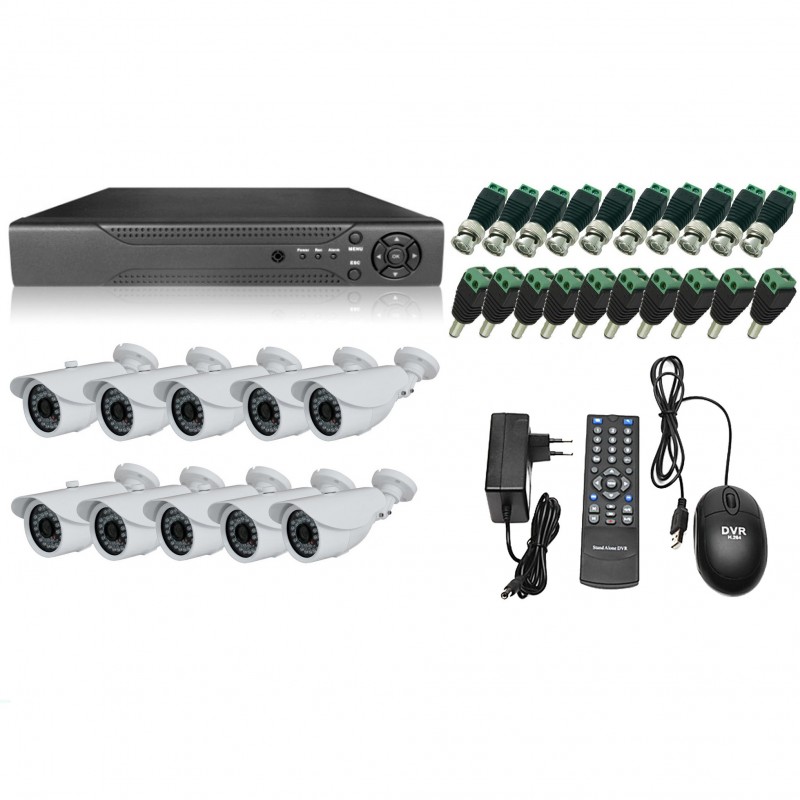 KIT VIDEOSORVEGLIANZA 16 CANALI AHD CON SISTEMA CLOUD VISIONE DA REMOTO E 10 TELECAMERE 