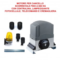 MOTORE CANCELLO SCORREVOLE 800 KG KIT AUTOMAZIONE 370W CENTRALINA APRICANCELLO INCLUSA CENTRALINA 