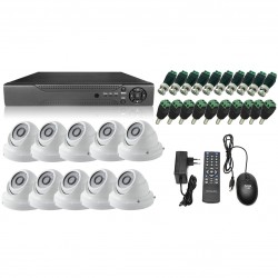 KIT VIDEOSORVEGLIANZA DOME 16 CANALI AHD CON SISTEMA CLOUD VISIONE DA REMOTO E 10 TELECAMERE HD NUOVO 