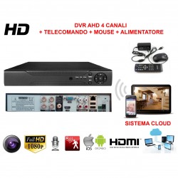 DVR VIDEOSORVEGLIANZA 4 CANALI AHD CON SISTEMA CLOUD VISIONE DA REMOTO