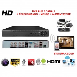 KIT VIDEOSORVEGLIANZA AHD CON SISTEMA CLOUD VISIONE DA REMOTO E 8 TELECAMERE HD