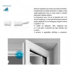 SENSORE MAGNETICO FILARE ROTONDO INCASSO PER PORTE / FINESTRE TAPPARELLE ANTIFURTO CASA