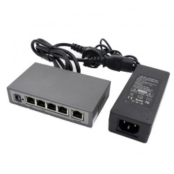 SWITCH POE DI RETE 4 PORTE RJ45 LAN ETHERNET 10/100MBPS VIDEOSORVEGLIANZA