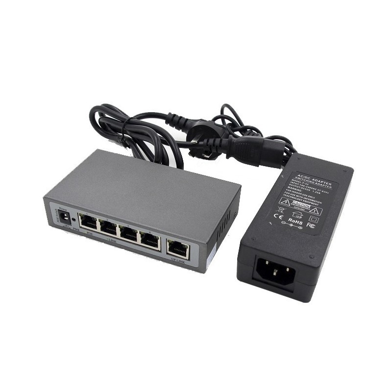 SWITCH POE DI RETE 4 PORTE RJ45 LAN ETHERNET 10/100MBPS VIDEOSORVEGLIANZA