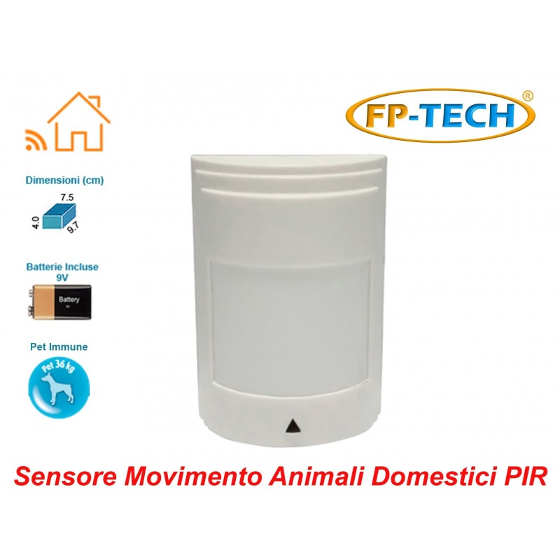 SENSORE DI MOVIMENTO PIR VOLUMETRICO ANTIPET WIRELESS ALLARME