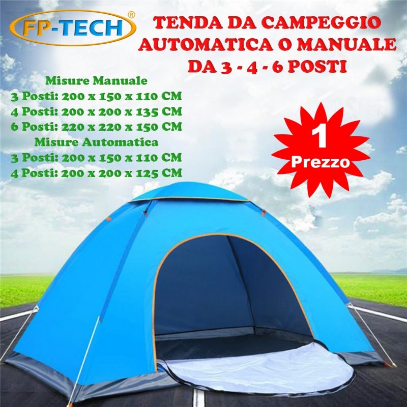 FP-TECH TENDA DA CAMPEGGIO 3 POSTI PERSONE CANADESE AUTOMATICA IGLOO GAZEBO SACCA (Tenda 3 Posti Automatica)